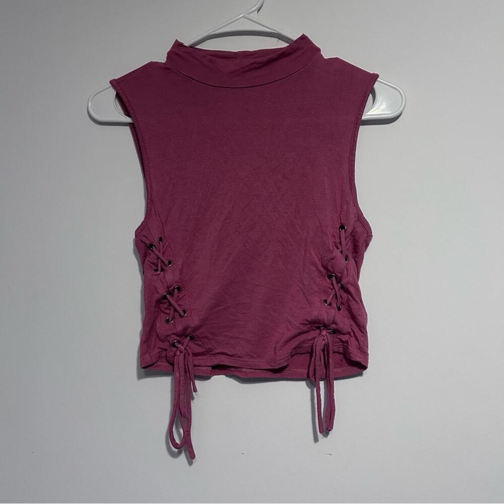 Charlotte Russe Burgundy Tank Top W/Laced sides Size Small